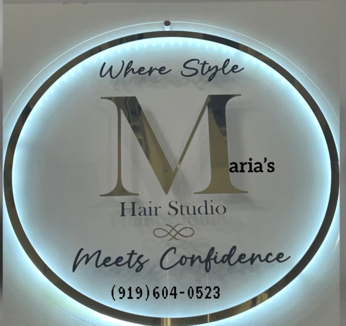 The Maria’s Hair Studio sign — Where Style Meets Confidence
